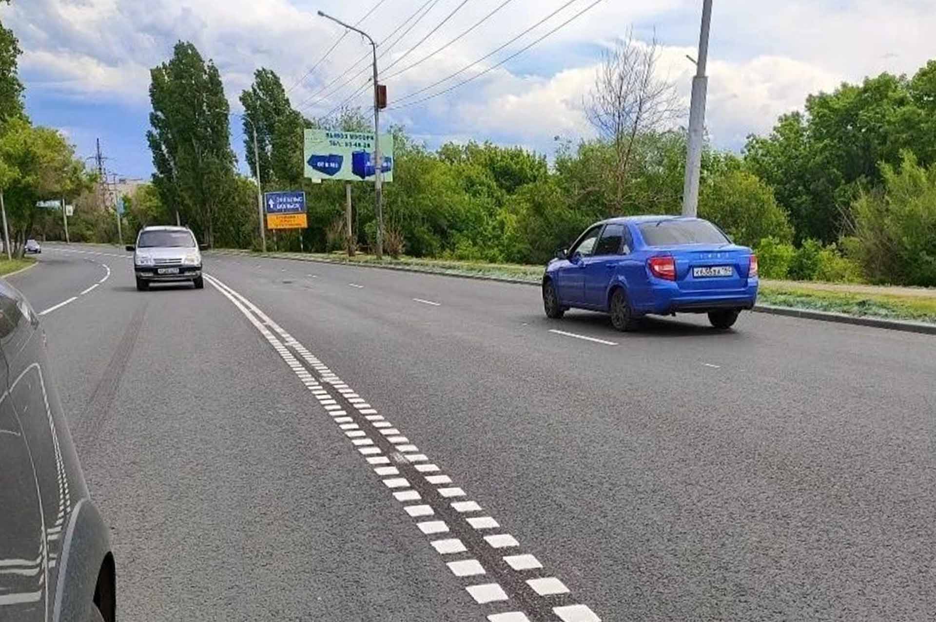 На&nbsp;Ново-Астраханском шоссе в&nbsp;Саратове нанесли разметку с&nbsp;эффектом шума