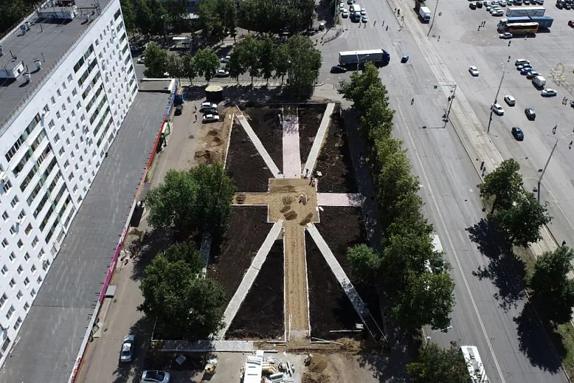 В&nbsp;Уфе продолжается обустройство нового сквера на&nbsp;улице Рихарда Зорге