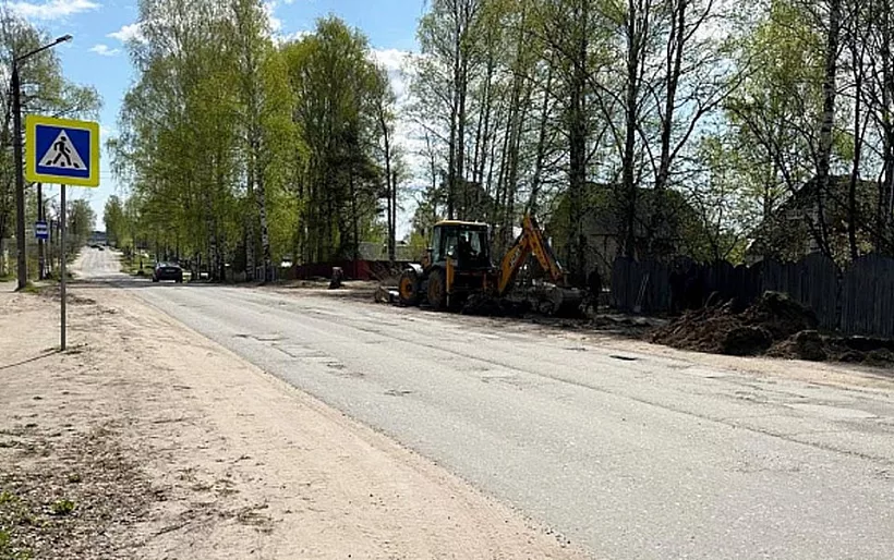 В&nbsp;Вельске Архангельской области началось благоустройство центральной улицы