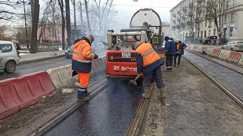 В&nbsp;Петербурге началась укладка литого асфальтобетона на&nbsp;улице Савушкина